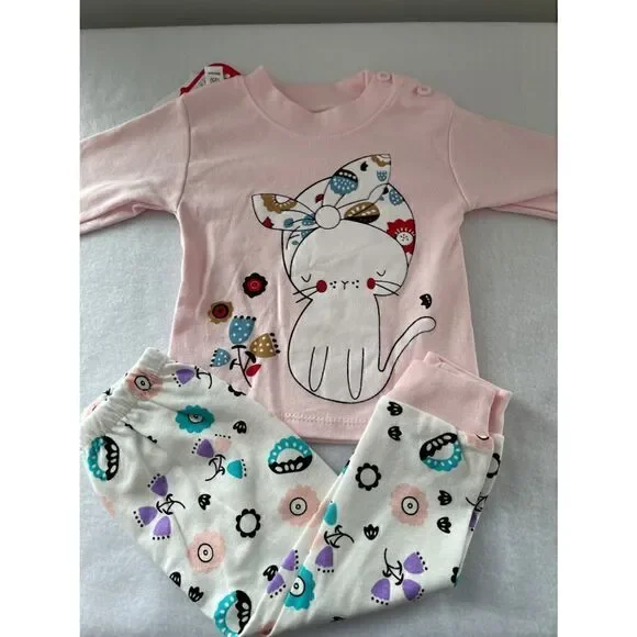 🏷Baby Toddler two piece pajama set, adjustable Pink Long Sleeve top w/ Leggings - Picture 3 of 4